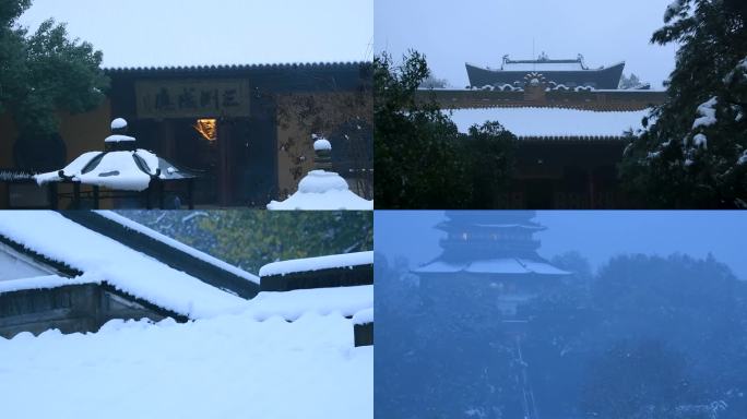 杭州西湖净慈寺禅院冬天雪景4K视频合集