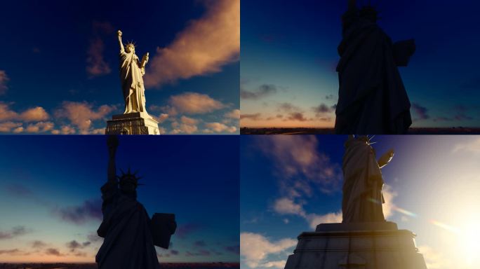 美国自由女神像延时摄影