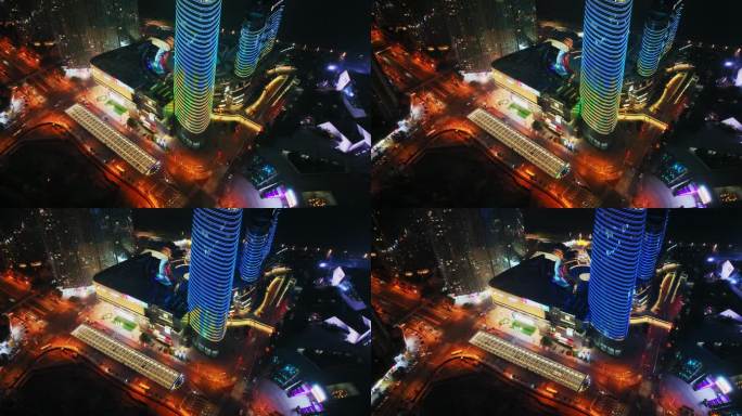 4K长沙北辰洲际酒店夜景航拍