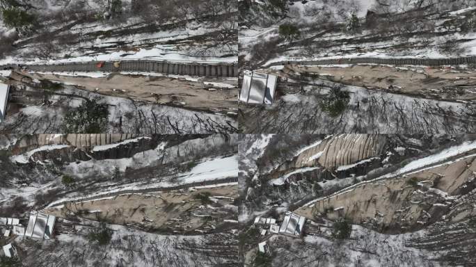 渭南华阴华山航拍4K陕西旅游宣传华山雪景