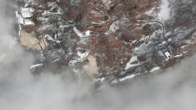 渭南华阴华山航拍4K陕西旅游宣传华山雪景