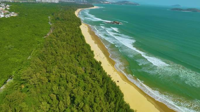 海南省万宁市石梅湾海岸线航拍4K