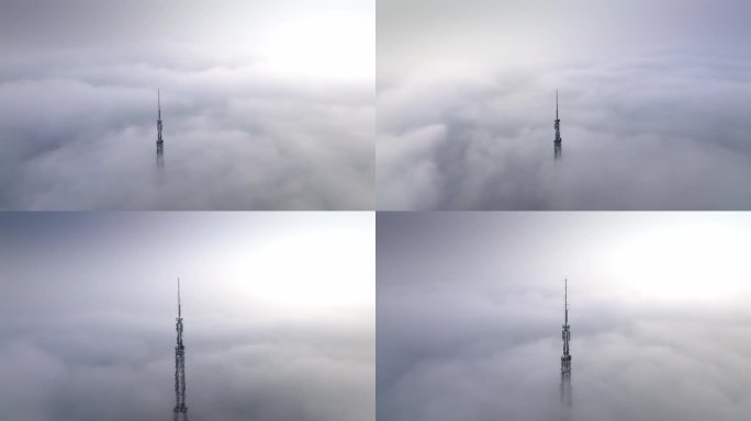 云海中的电视发射塔