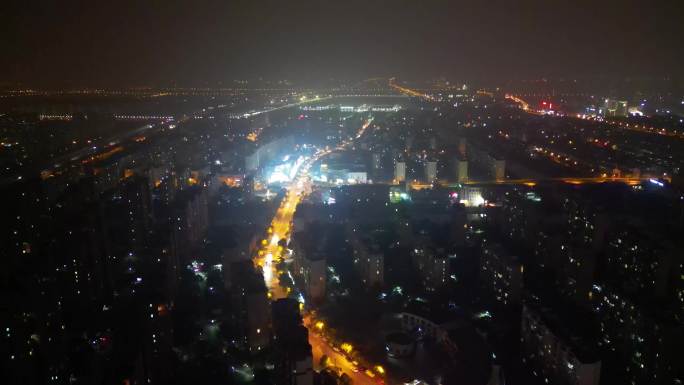 上海闵行召稼楼附近夜景航拍