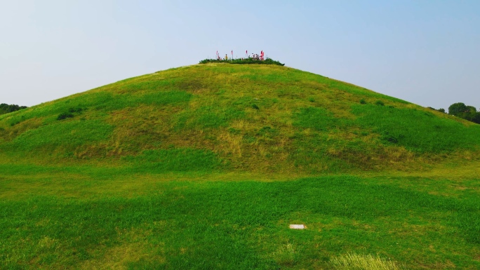 航拍荆州楚王车马阵景区，楚国墓地楚国都城