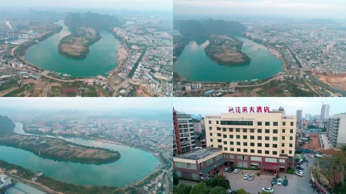 广西山水自然风光崇左市扶绥县城航拍大全景