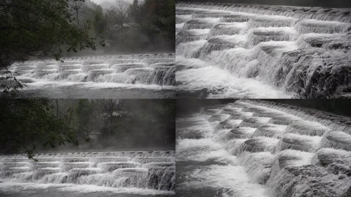 瀑布溪水小河流淌山间流水泉水