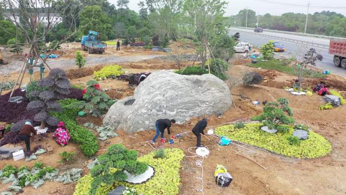 园林绿化施工城市绿化种树种花种草石材景观