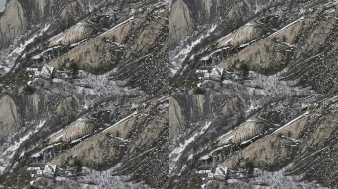 渭南华阴华山航拍4K陕西旅游宣传华山雪景