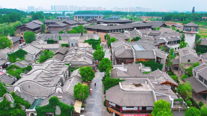 航拍荆门钟祥旅游莫愁村景区4k素材