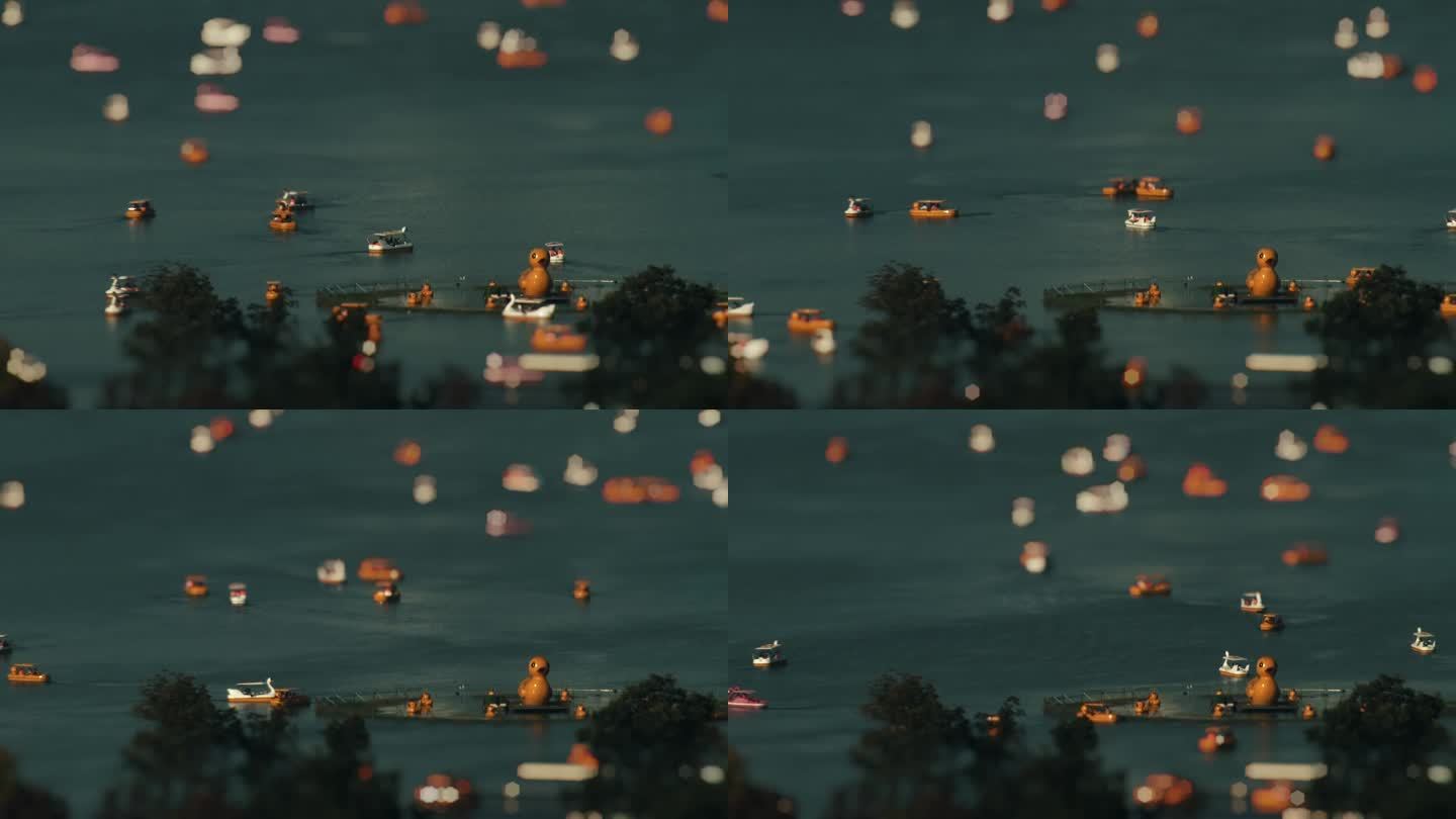 1080p南京玄武湖风光游船移轴特殊摄影