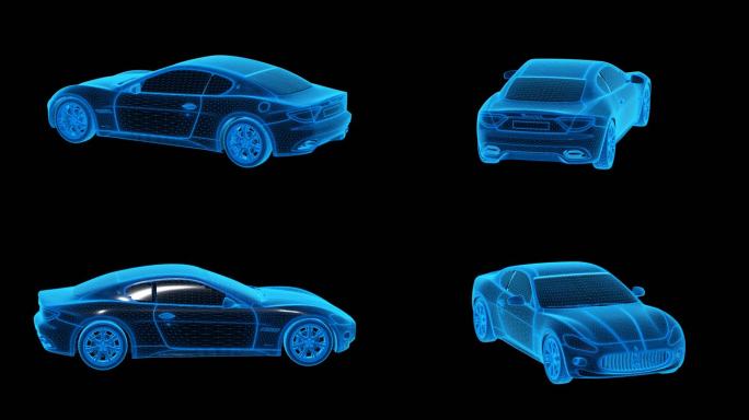 玛莎拉蒂GT蓝色科技线条通道素材