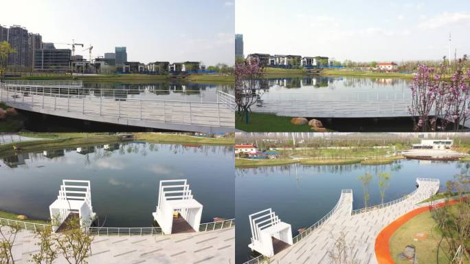 实拍素材湖边景观平台