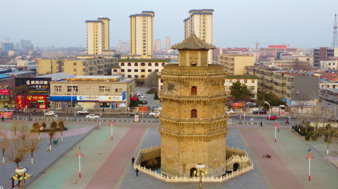4K航拍 郓城 唐塔广场