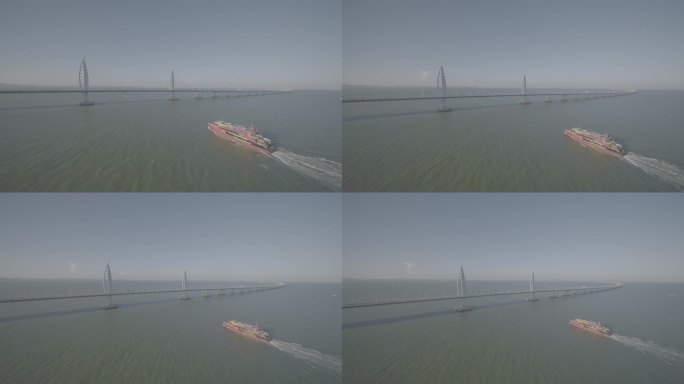 4klog港珠澳大桥与游船航拍素材
