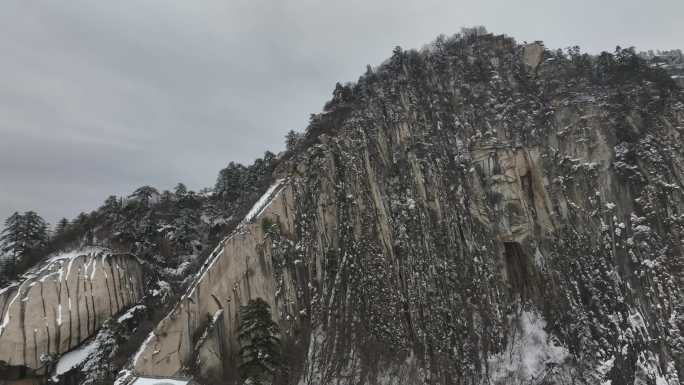 渭南华阴华山航拍4K陕西旅游宣传华山雪景