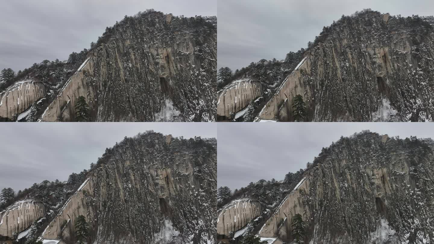 渭南华阴华山航拍4K陕西旅游宣传华山雪景