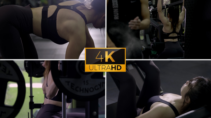 4K健身运动女人举重臂力训练