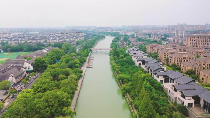 京杭大运河古运河扬州城区段景观航拍