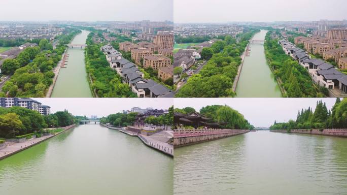 京杭大运河古运河扬州城区段景观航拍
