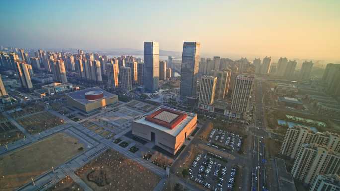 蚌埠市民中心绿地中央广场档案馆博物馆航拍