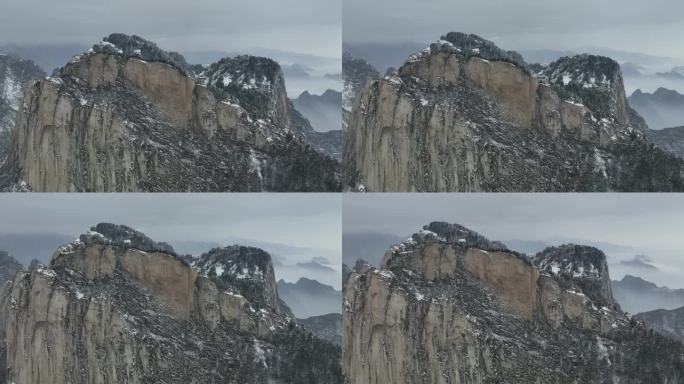 渭南华阴华山航拍4K陕西旅游宣传华山雪景