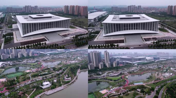 西安国际会展中心灞河生态区航拍灰片