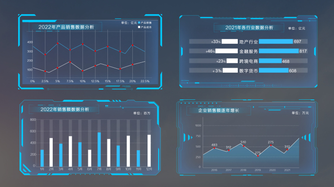 蓝色科技数据图表
