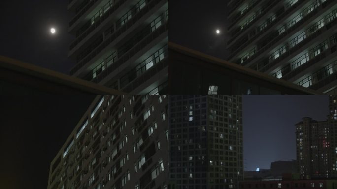 医院 窗外 夜景 月亮 夜空