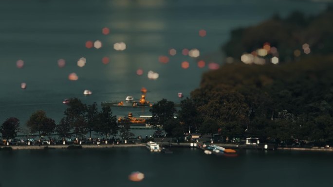 1080p南京玄武湖风光游船移轴特殊摄影