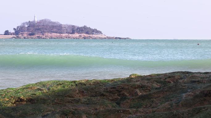 4K50帧率青岛小青岛海浪浪花