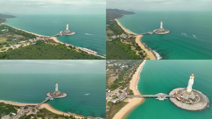 海南三亚南山文化旅游区海上观音航拍4K