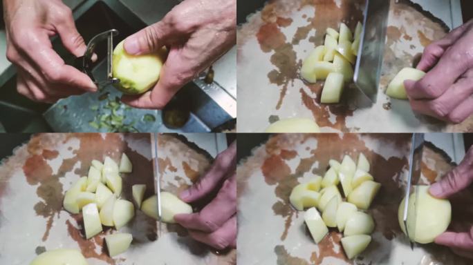 削土豆皮切土豆视频素材
