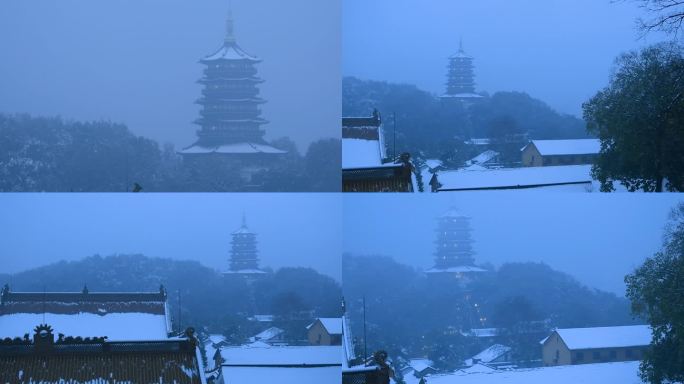 杭州西湖雷峰塔雪景4K视频合集