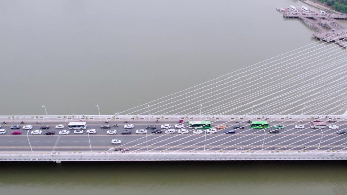 西安浐灞彩虹桥灞河生态区航拍灰片