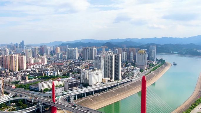 宜昌 城市 长江 航拍 风景