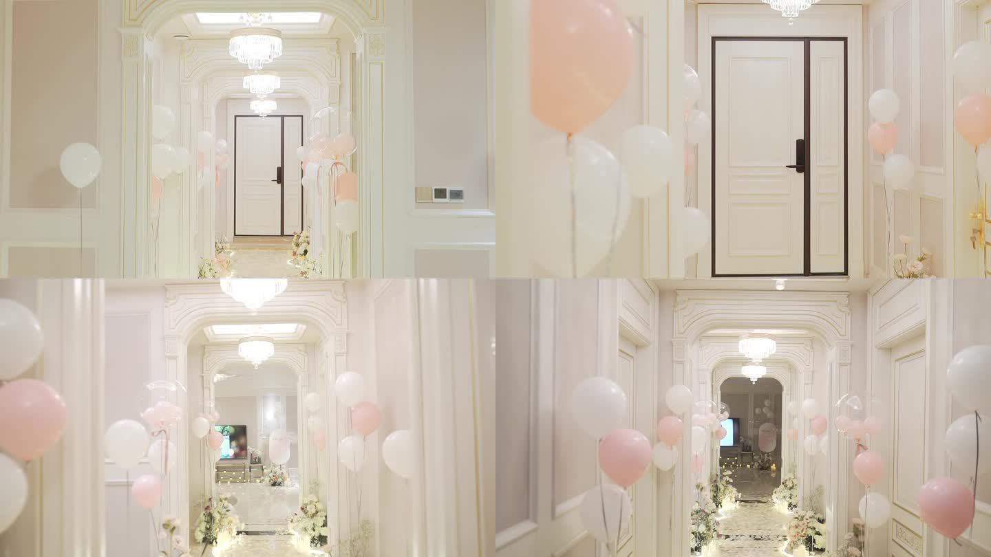 家里的求婚小清新布置气球装修走廊过道