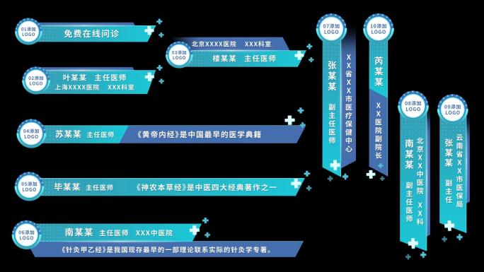 医疗字幕条医院人名条医院导视