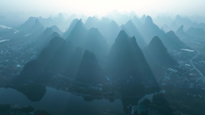 广西桂林阳朔桂林山水航拍