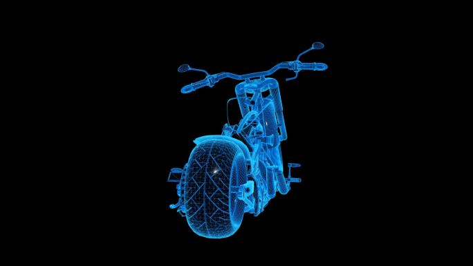 哈雷摩托车蓝色科技线条通道素材