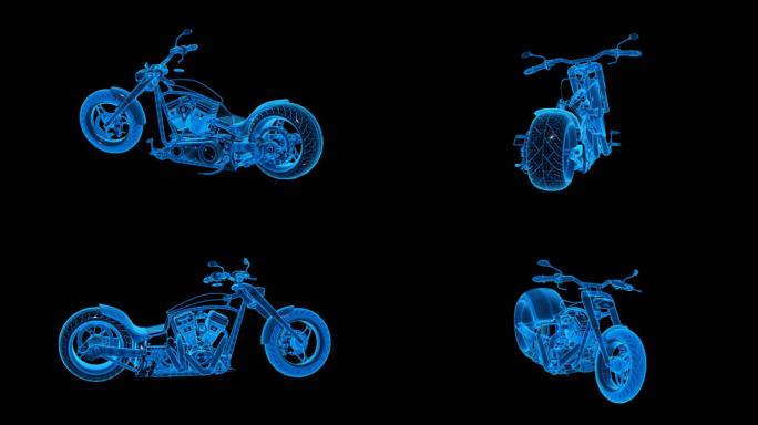 哈雷摩托车蓝色科技线条通道素材