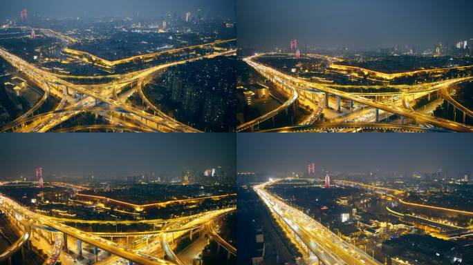 南京夜景城墙、立交桥