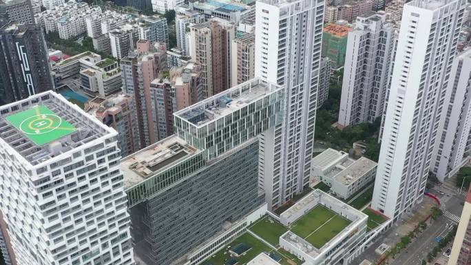 深圳前海蛇口南山航拍高楼大厦直升机停机坪