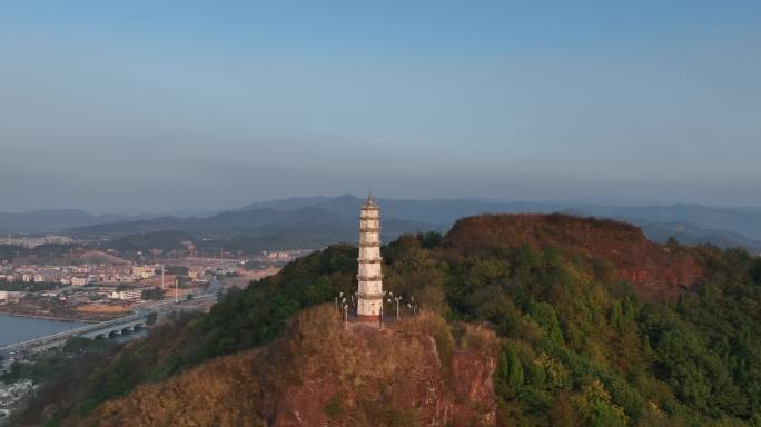 江山虎山景星塔航拍