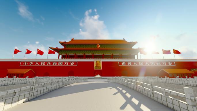 中国首都北京天安门航拍延时
