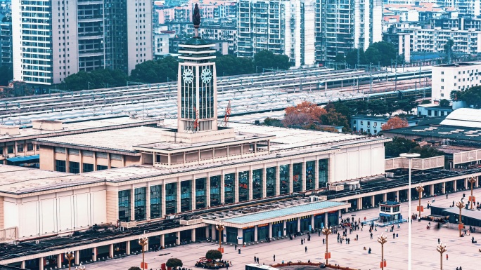 长沙城市地标火车站延时