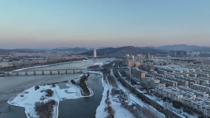 冬季的吉林市长白岛湿地公园