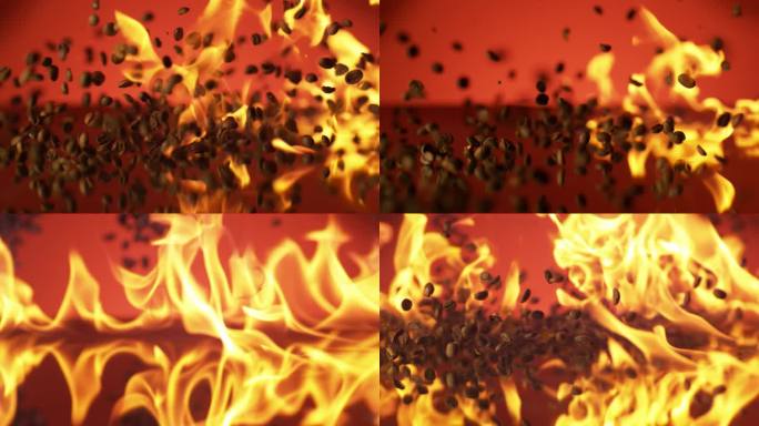 咖啡豆与火焰的碰撞