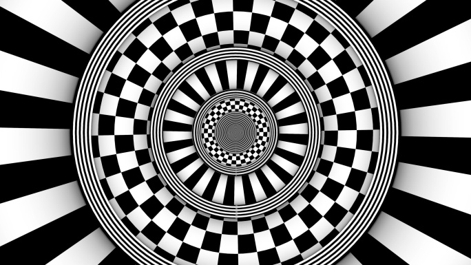 黑白空间构成棋盘格圆环循环运动背景5