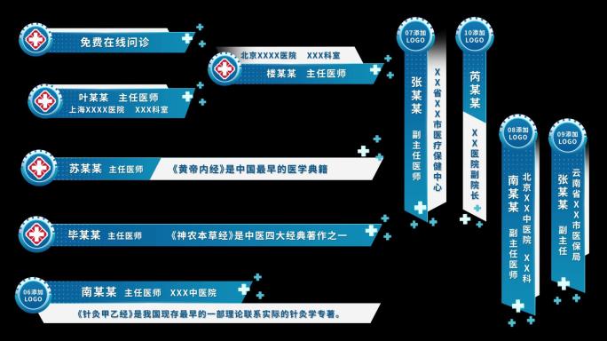 医疗字幕条医院人名条医院导视